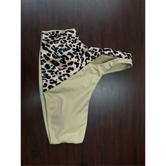 Shein One Shoulder Bikini Top Size Small- Nude and Leopard - Picture 1 of 5